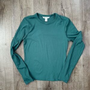 Athleta Signature Rib Long Sleeve Top Green Size small